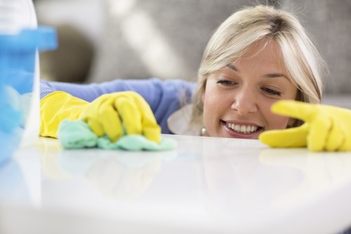 Final safety check before completing carpet cleaning service