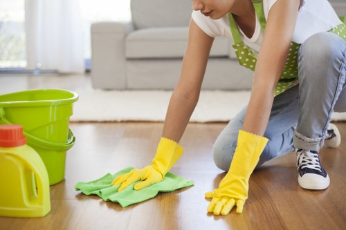 Local cleaning team working in a Crystal Palace office building